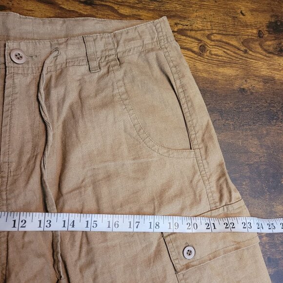 Soul Flower Hemp Blend Cargo Shorts M High Rise Tan Nature Outdoor Gorpcore - Picture 6 of 10